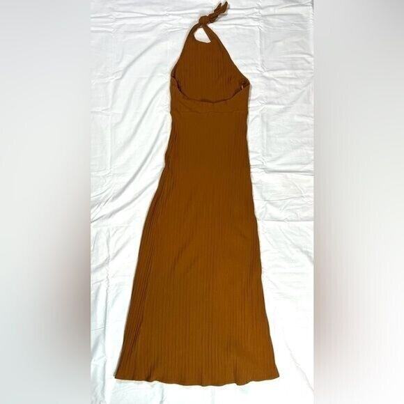 Mora Textured Ribbed Maxi Dress | Mustard | Ronny Kobo | Halter Dress | Small 4 - Picture 5 of 5